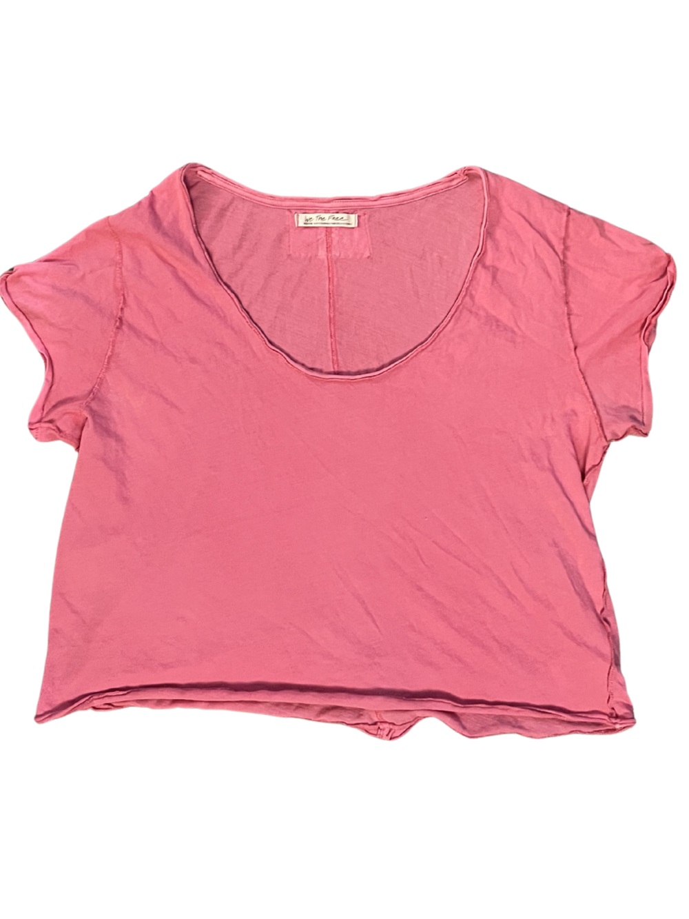 Free People We The Free Boxy Scoop Neck Tee | Pink | Size Medium